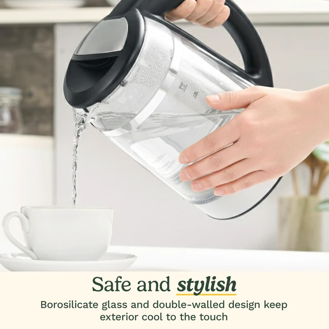 Alt view image 6 of 7 - 1.7L Glass Variable Temperature Control Electric Kettle 110°F212°F with Touchscreen Controls, Illumination, DualLayer CoolTouch Design & Nondrip Spout