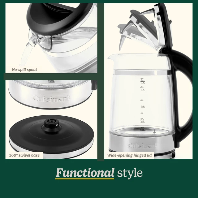 Alt view image 7 of 7 - 1.7L Glass Variable Temperature Control Electric Kettle 110°F212°F with Touchscreen Controls, Illumination, DualLayer CoolTouch Design & Nondrip Spout