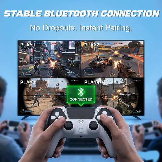 Alt view image 3 of 7 - 2 Pack for PS4 Controller,Wireless Dual Remote Shock Control for PS4 Slim Pro,ALPS Zero Drift Sticks Game Control,PC Gaming Turbo Back Paddles Gamepad,Alternative Original,Black White