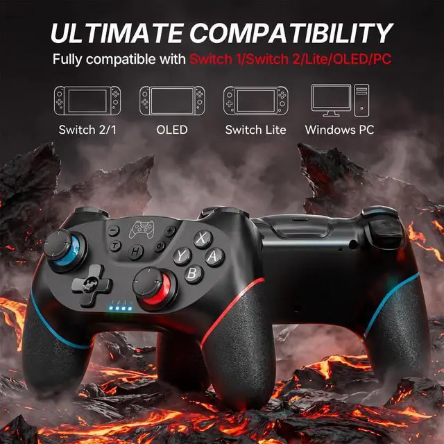 Alt view image 3 of 7 - Wireless Pro Controller for Switch 1/Switch 2/Lite/OLED/PC