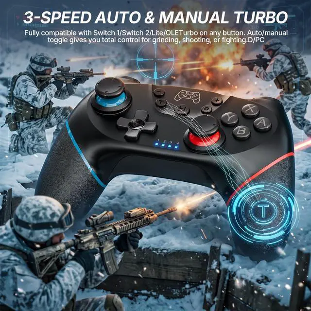 Alt view image 7 of 7 - Wireless Pro Controller for Switch 1/Switch 2/Lite/OLED/PC