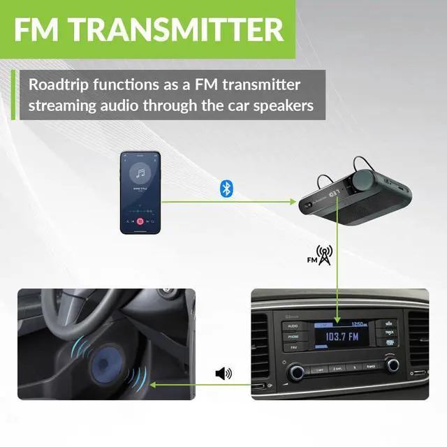 Alt view image 3 of 7 - Roadtrip - Car Bluetooth Speaker & Wireless FM Transmitter Kit