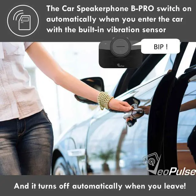 Alt view image 2 of 7 - Car Speakerphone B-PRO 2B Hands-Free kit, 6W Hi-Fi Speakers, with Bluetooth Automatic multipoint Cellphone Connection