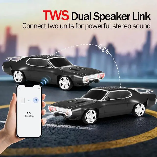 Alt view image 4 of 7 - WS-620 Classic Muscle Car Bluetooth Speaker, Black