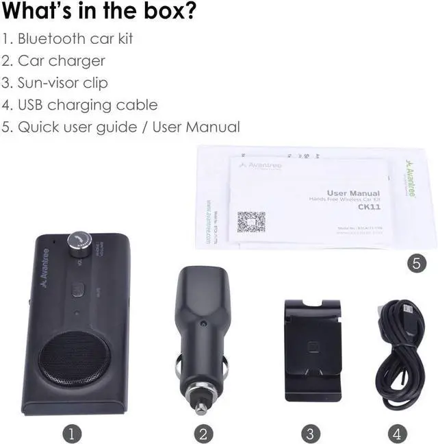 Alt view image 6 of 6 - CK11 - Bluetooth 5.0 Hands-Free Car Speakerphone, Titanium