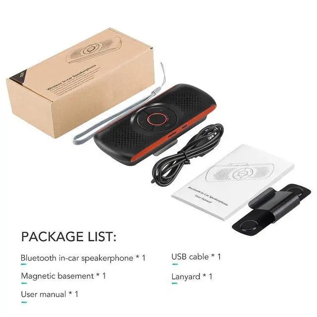 Alt view image 7 of 7 - Bluetooth Car Speaker for Cellphone, Wireless Handsfree Car Kit Speakerphone with Clip for Sun Visor, Supports Siri and Voice Assistant, 20 Hours Working Time | TF Card Playing