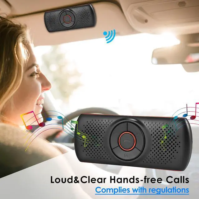Alt view image 2 of 7 - Bluetooth Car Speaker for Cellphone, Wireless Handsfree Car Kit Speakerphone with Clip for Sun Visor, Supports Siri and Voice Assistant, 20 Hours Working Time | TF Card Playing