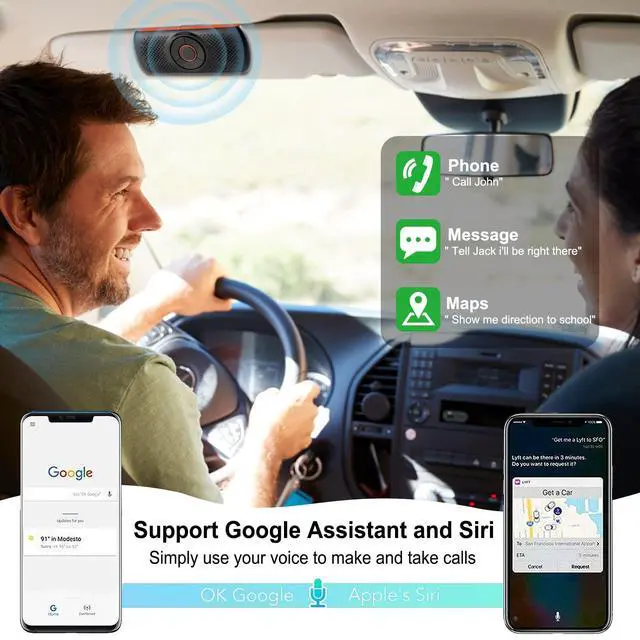 Alt view image 3 of 7 - Bluetooth Car Speaker for Cellphone, Wireless Handsfree Car Kit Speakerphone with Clip for Sun Visor, Supports Siri and Voice Assistant, 20 Hours Working Time | TF Card Playing