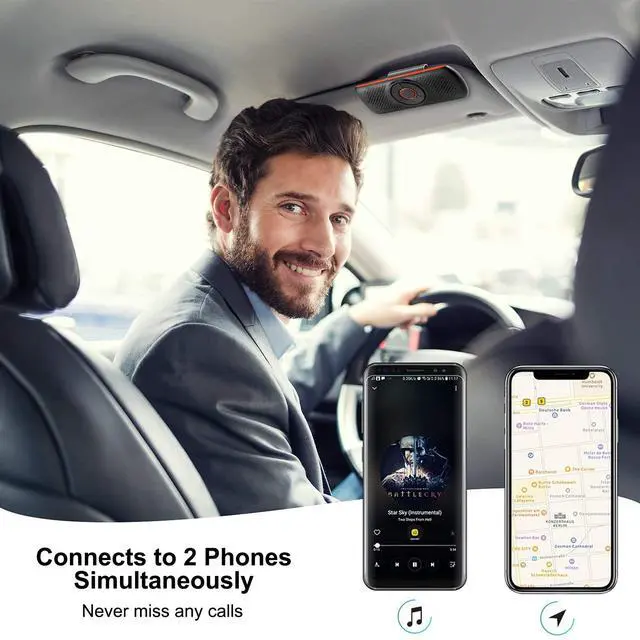 Alt view image 4 of 7 - Bluetooth Car Speaker for Cellphone, Wireless Handsfree Car Kit Speakerphone with Clip for Sun Visor, Supports Siri and Voice Assistant, 20 Hours Working Time | TF Card Playing