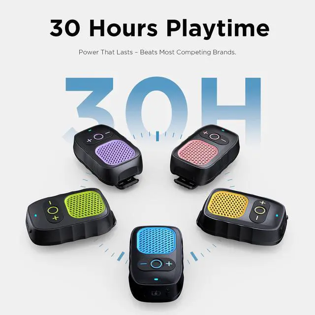 Alt view image 4 of 6 - Wearable Bluetooth Speakers, Clip On Wireless Jobsite Speaker - Blue