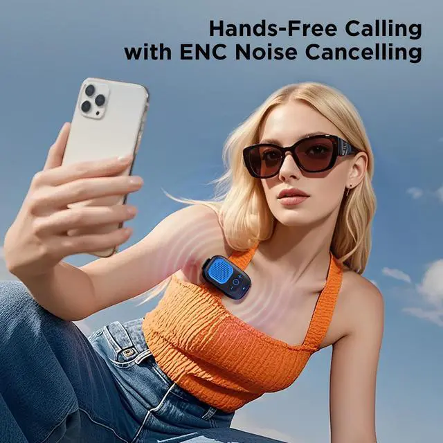 Alt view image 6 of 6 - Wearable Bluetooth Speakers, Clip On Wireless Jobsite Speaker - Blue