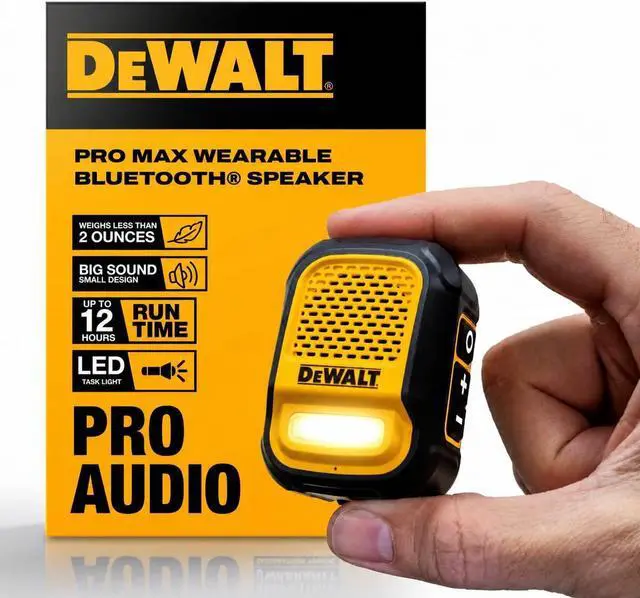 Main image of Heavy Duty Wearable Bluetooth Speaker Pro Max (New Model) Jobsite Clip-On Mini Speaker w/LED Work Light, IP56 Water Resistant, 12H Runtime, Built-in Mic & Multi-Speaker Link