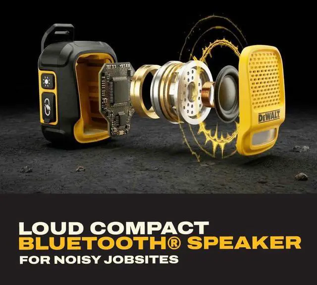 Alt view image 3 of 7 - Heavy Duty Wearable Bluetooth Speaker Pro Max (New Model) Jobsite Clip-On Mini Speaker w/LED Work Light, IP56 Water Resistant, 12H Runtime, Built-in Mic & Multi-Speaker Link