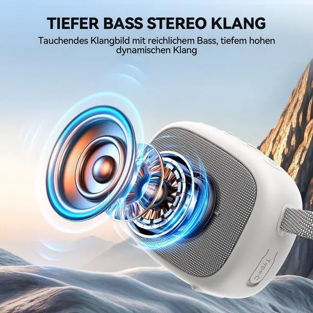 Alt view image 2 of 7 - Portable Bluetooth Speaker with Deep Bass, IP67 Waterproof Shower Speaker, 30H Playtime, Magnetic Design, TWS Pairing Wireless Speaker for Home & Outdoor,White,New