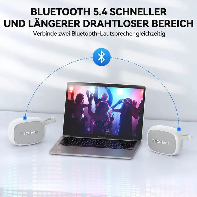 Alt view image 4 of 7 - Portable Bluetooth Speaker with Deep Bass, IP67 Waterproof Shower Speaker, 30H Playtime, Magnetic Design, TWS Pairing Wireless Speaker for Home & Outdoor,White,New
