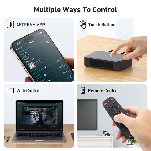 Alt view image 6 of 7 - S10+ WiFi & Bluetooth Music Streamer for Home Stereo, AirPlay Receiver with Spotify Connect, Multiroom Audio System, Upgrade Old Speakers with Clearer HiFi Sound, Optical & RCA Output