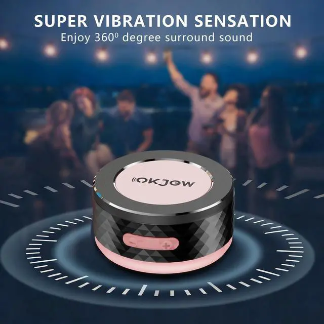 Alt view image 6 of 7 - Bone Conduction Bluetooth Speaker with Colorful LED Breathing Lights, Portable Surface-Vibration Speaker, 360° Surround Sound for Home, Outdoor & Party