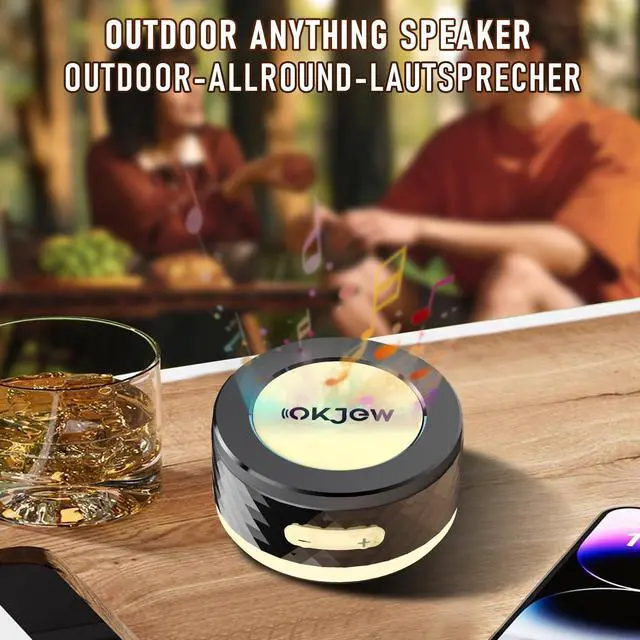 Alt view image 7 of 7 - Bone Conduction Bluetooth Speaker with Colorful LED Breathing Lights, Portable Surface-Vibration Speaker, 360° Surround Sound for Home, Outdoor & Party