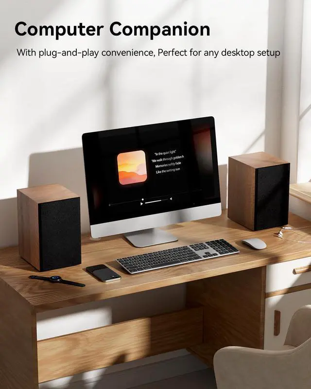 Alt view image 5 of 7 - Bluetooth Bookshelf Speakers, 60W Powered Stereo Speakers