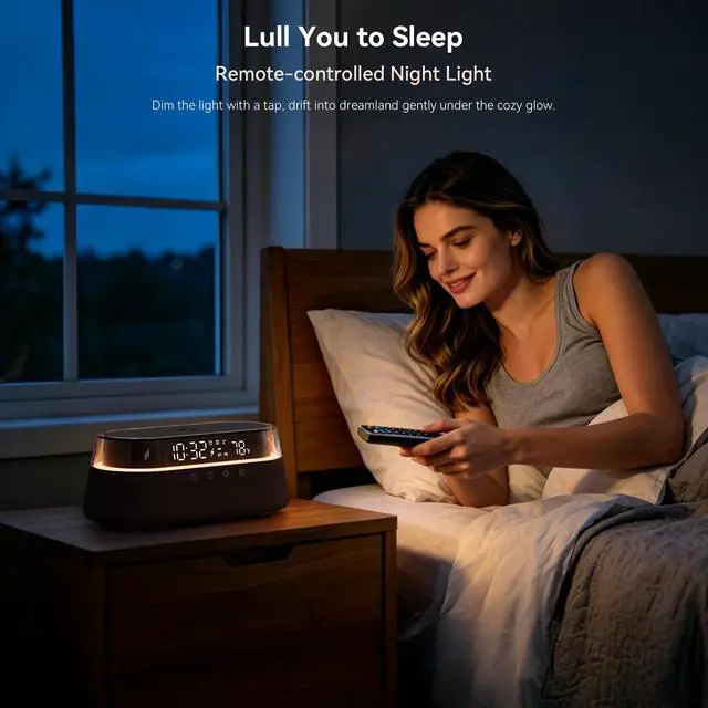 Alt view image 7 of 7 - 6-in-1 Fast Wireless Charger, Bluetooth Speaker Alarm Clock with Remote