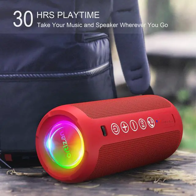 Alt view image 6 of 7 - Portable Bluetooth Speaker, IPX7 Waterproof, Wireless, Bright Red