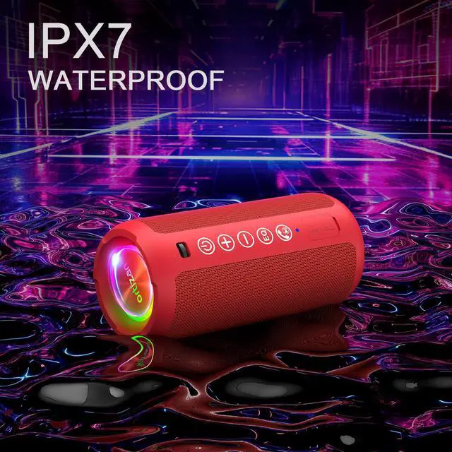Alt view image 4 of 7 - Portable Bluetooth Speaker, IPX7 Waterproof, Wireless, Bright Red