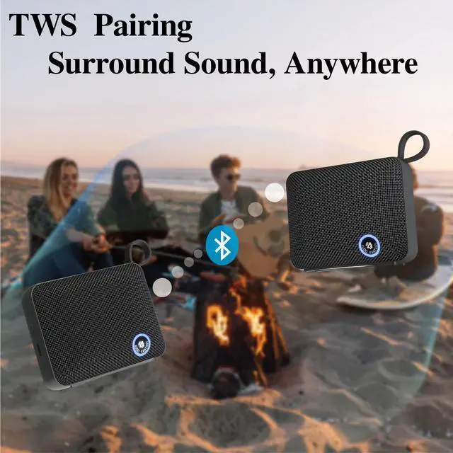 Alt view image 6 of 7 - FM Radio Portable Bluetooth Speaker, Outdoor Mini Speaker,Built-in N45 High-Magnetic Speaker, IP68 Waterproof & Dustproof,Lightweight,5 Hours Playtime, TWS Pairing,Bluetooth 5.3 (Classic, Black)