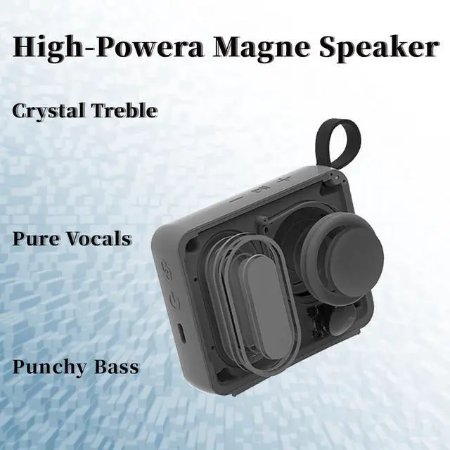 Alt view image 7 of 7 - FM Radio Portable Bluetooth Speaker, Outdoor Mini Speaker,Built-in N45 High-Magnetic Speaker, IP68 Waterproof & Dustproof,Lightweight,5 Hours Playtime, TWS Pairing,Bluetooth 5.3 (Classic, Black)