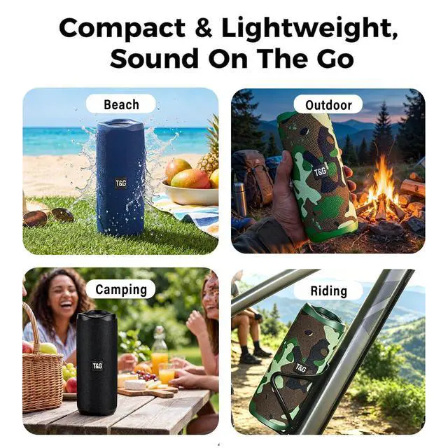 Alt view image 3 of 7 - TG Portable Bluetooth Speaker, IPX5 Waterproof Wireless Speaker,Black