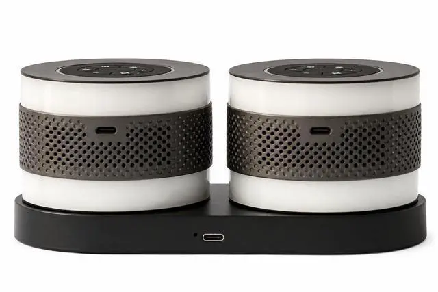 Main image of Core Duo Bluetooth Speaker System, Magnetic Modular Portable Speaker, RGB LED Ring Lights, USB-C Charging Dock, Expandable Multi-Speaker Audio