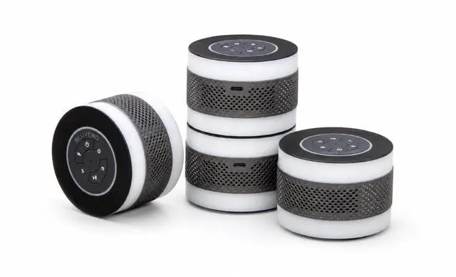 Alt view image 6 of 7 - Core Duo Bluetooth Speaker System, Magnetic Modular Portable Speaker, RGB LED Ring Lights, USB-C Charging Dock, Expandable Multi-Speaker Audio