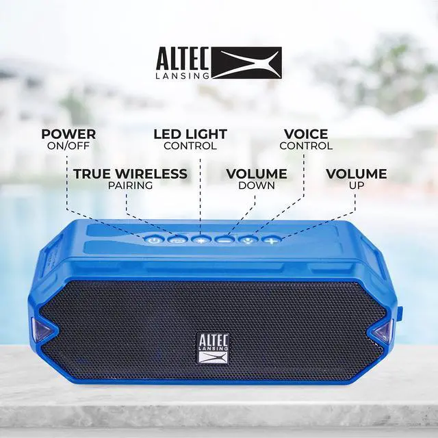 Alt view image 2 of 7 - HydraJolt Wireless Bluetooth Speaker, Waterproof Portable Speakers with Built in Phone Charger and Lights, Everything Proof Outdoor, Shockproof, Snowproof, 16 Hours Playtime
