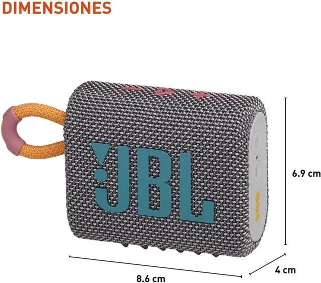 Alt view image 3 of 6 - Go 3 - Portable Bluetooth Speaker, Built-in Battery, Waterproof and Dustproof, Bonus Keychain LED Included - Gray