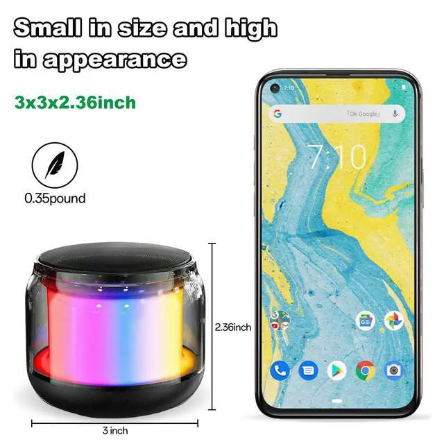Alt view image 2 of 7 - Bluetooth Speaker Wireless, Waterproof & Dustproof Portable Speaker with Lights, Loud Stereo Sound, Day Playtime, Home/Party/Outdoor/Beach (Black)