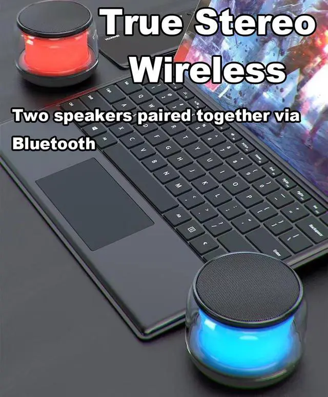 Alt view image 5 of 7 - Bluetooth Speaker Wireless, Waterproof & Dustproof Portable Speaker with Lights, Loud Stereo Sound, Day Playtime, Home/Party/Outdoor/Beach (Black)