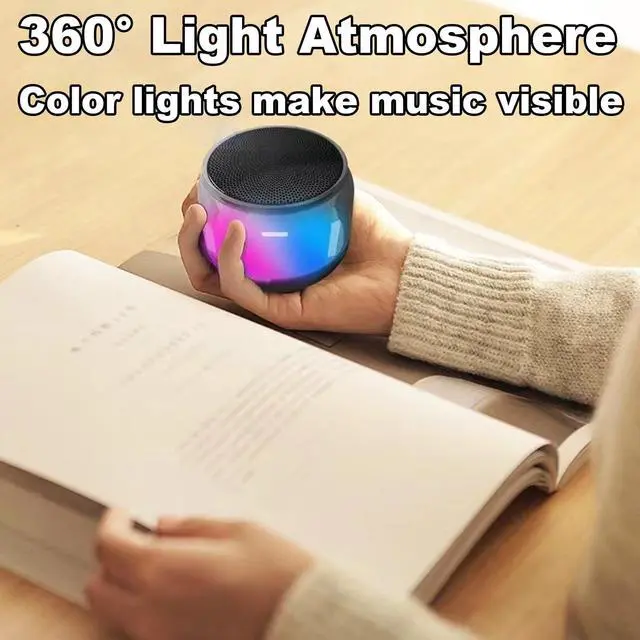 Alt view image 7 of 7 - Bluetooth Speaker Wireless, Waterproof & Dustproof Portable Speaker with Lights, Loud Stereo Sound, Day Playtime, Home/Party/Outdoor/Beach (Black)