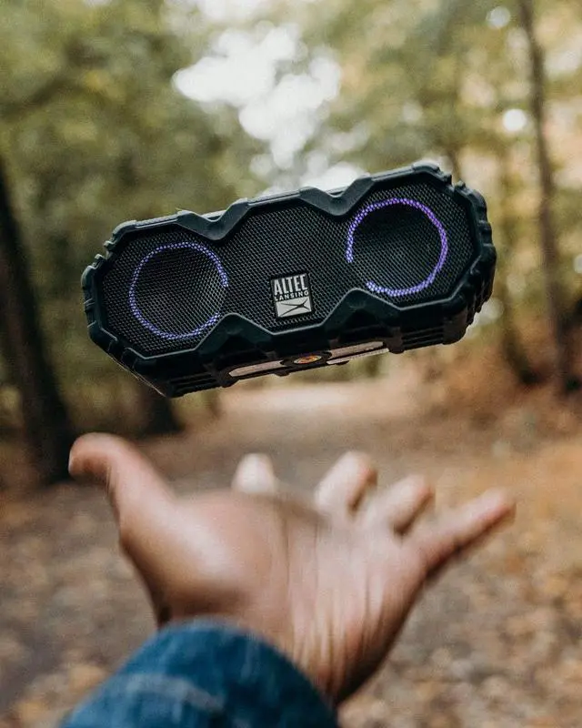 Alt view image 6 of 7 - Waterproof Bluetooth Speaker with Lights, Portable Wireless Speaker for Pool, Beach, Hiking, Sports, Camping, 16 Hour Playtime, Floats in Water