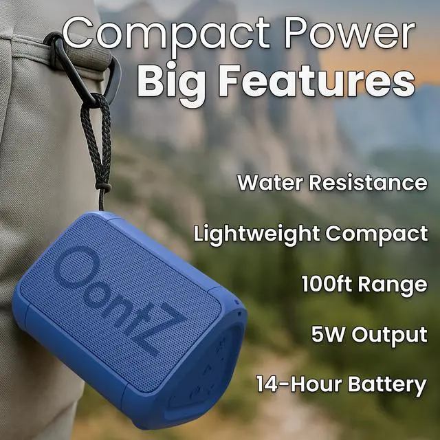 Alt view image 2 of 7 - Compact Bluetooth Speaker, 14-Hour Playtime, Blue