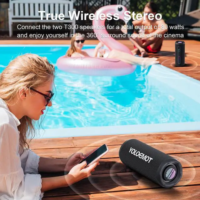 Alt view image 4 of 7 - 40W Portable Bluetooth Speaker, Enhanced Deep Bass, IPX7 Waterproof Outdoor Speaker with TWS Pairing, Bluetooth 5.3, 12H Playtime, RGB Lights, Ideal for Party, Beach, Camping