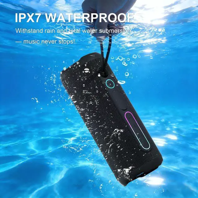 Alt view image 3 of 7 - 40W Portable Bluetooth Speaker, Enhanced Deep Bass, IPX7 Waterproof Outdoor Speaker with TWS Pairing, Bluetooth 5.3, 12H Playtime, RGB Lights, Ideal for Party, Beach, Camping