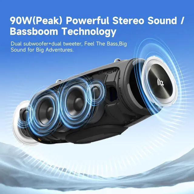 Alt view image 2 of 7 - Outdoor Bluetooth Speakers, 90W Portable Bluetooth Speaker with Bass