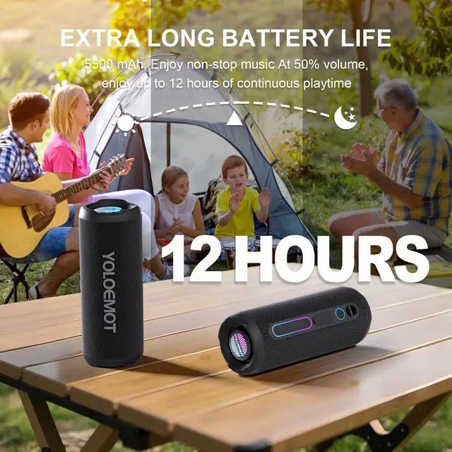 Alt view image 6 of 7 - 40W Portable Bluetooth Speaker, Enhanced Deep Bass, IPX7 Waterproof Outdoor Speaker with TWS Pairing, Bluetooth 5.3, 12H Playtime, RGB Lights, Ideal for Party, Beach, Camping