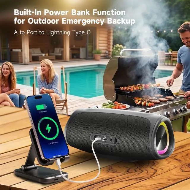 Alt view image 6 of 7 - Outdoor Bluetooth Speakers, 90W Portable Bluetooth Speaker with Bass