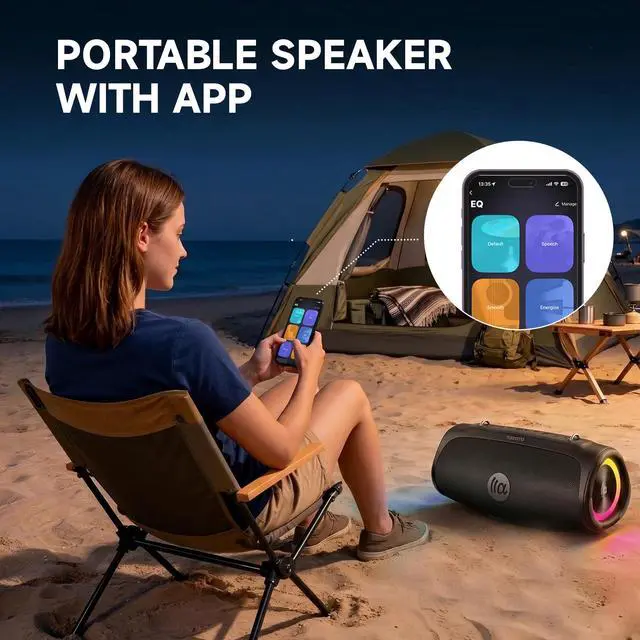 Alt view image 4 of 7 - Outdoor Bluetooth Speakers, 90W Portable Bluetooth Speaker with Bass