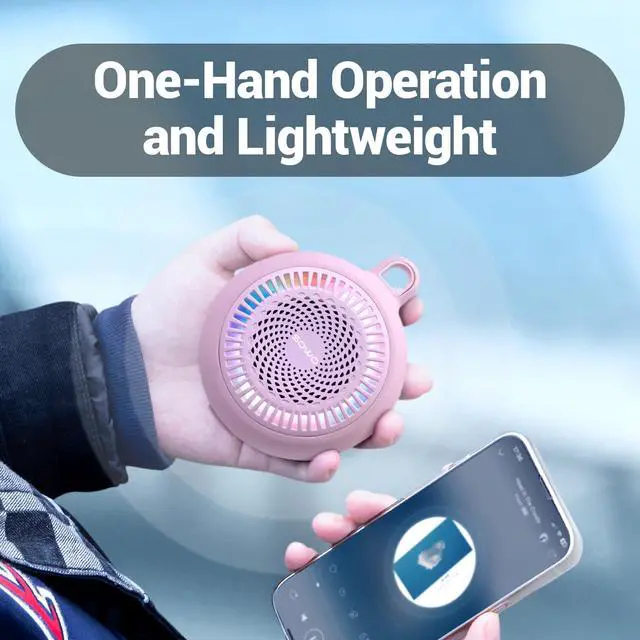 Alt view image 4 of 7 - Small Waterproof Speaker Bluetooth Portable Wireless - Clip Speaker for Shower - Powerful Bass and Louder Volume - Colorful Lights and Lightweight for Travel,Kitchen,Pool - Pink