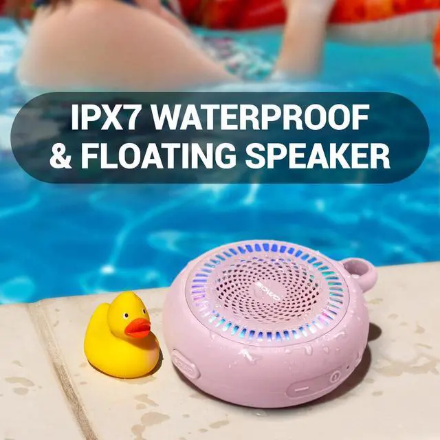 Alt view image 5 of 7 - Small Waterproof Speaker Bluetooth Portable Wireless - Clip Speaker for Shower - Powerful Bass and Louder Volume - Colorful Lights and Lightweight for Travel,Kitchen,Pool - Pink