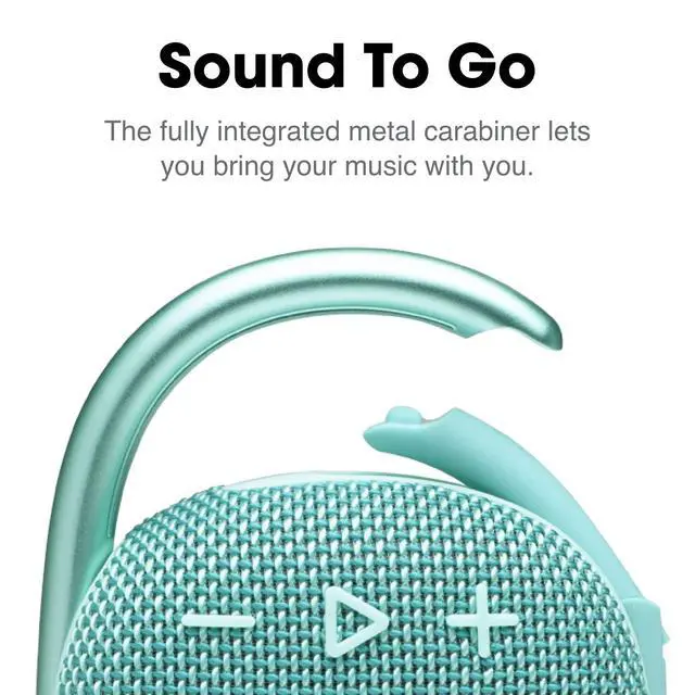 Alt view image 3 of 6 - Clip 4, Teal - Portable Bluetooth 5.1 Speaker - Up to 10 Hours of Play - Waterproof & Dust Resistant - Includes Noise & Echo-Canceling Speakerphone