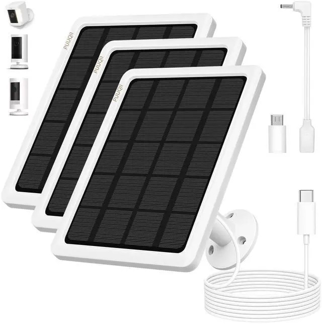 Main image of 3-Pack 4W Solar Panels for Ring Cameras with 10FT Cable, 360° Mount