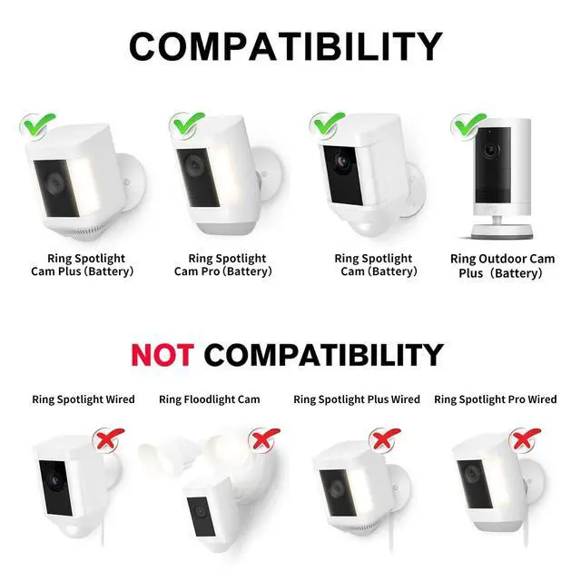 Alt view image 2 of 7 - 2Pack Security Wall Mount for Ring Spotlight Cam Battery and Ring Spotlight Cam Plus/Pro (Battery), 360° Adjustable Indoor/Outdoor Mounting Bracket for Your Surveillance Camera System - White