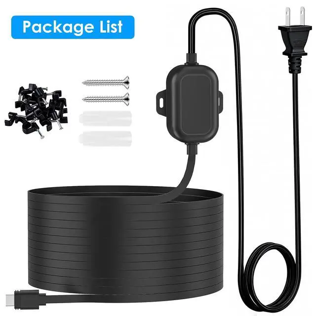 Alt view image 7 of 7 - Weatherproof Power Cord for Ring Outdoor Cam Plus/Ring Spotlight Cam Plus/Pro (Battery), 40Ft USB-C Flat Outdoor Charging Cable Continuously Power Your Camera, Black